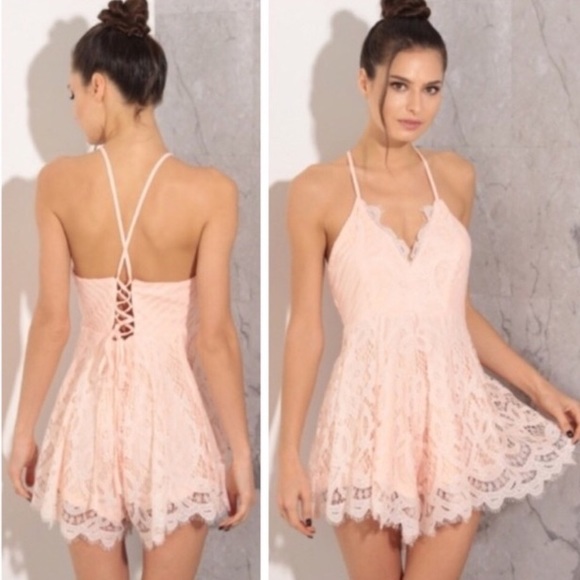 Dresses & Skirts - Blush lace romper ONLY ONE LEFT